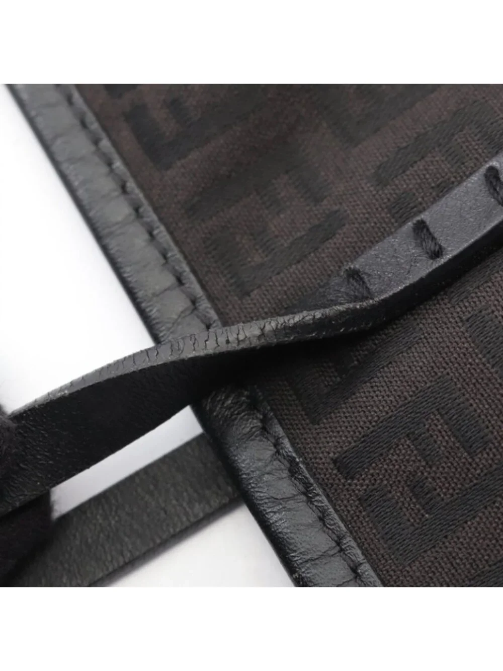 Fendi Tote Zucchino Dark Brown Canvas Leather Mini